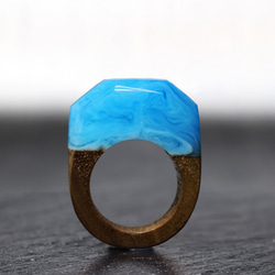 【送料無料】Blue Wave～Resin Wood Ring～ 1枚目の画像