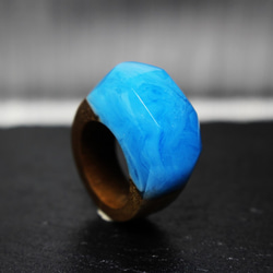 【送料無料】Blue Wave～Resin Wood Ring～ 3枚目の画像