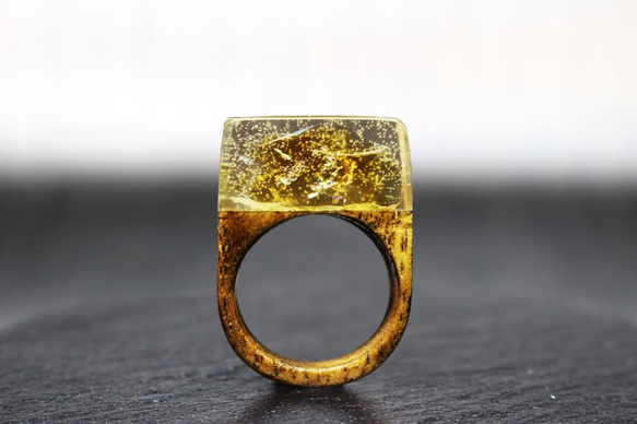 【送料無料】Fortune Citrin ～Resin Wood Ring～ 1枚目の画像