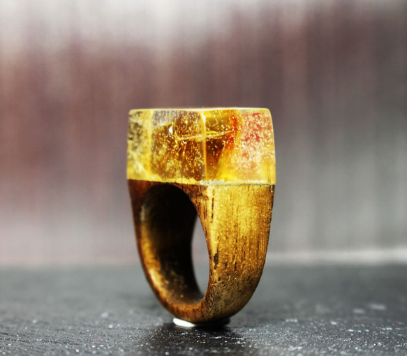 【送料無料】Fortune Citrin ～Resin Wood Ring～ 2枚目の画像