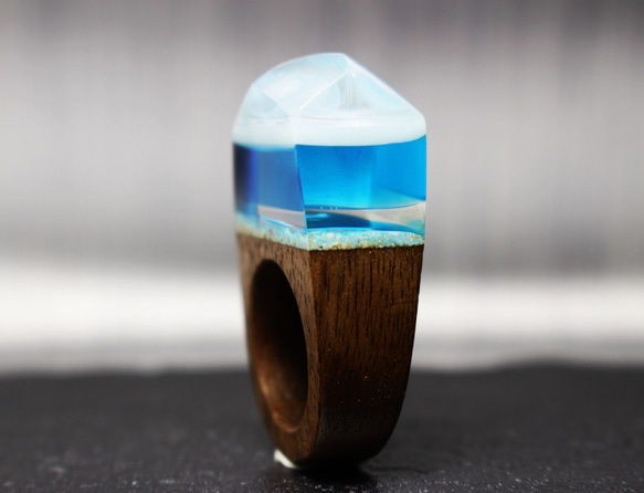 【送料無料】In the sea～Resin Wood Ring～ 2枚目の画像