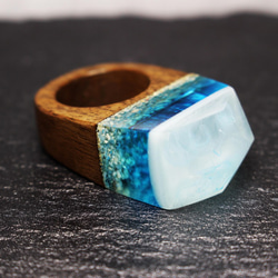 【送料無料】In the sea～Resin Wood Ring～ 5枚目の画像