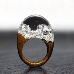 【現品限り40%off 送料無料】Modern Foil/Silver ～Resin Wood Ring～ 1枚目の画像