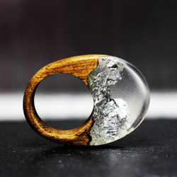 【現品限り40%off 送料無料】Modern Foil/Silver ～Resin Wood Ring～ 3枚目の画像