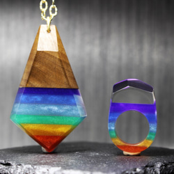 【送料無料】Rainbow Jewel/Pendant ～Resin  Wood Jewelry～ 6枚目の画像