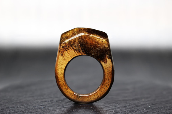 [免費送貨]青銅色的寶石〜木樹脂戒指〜 第1張的照片