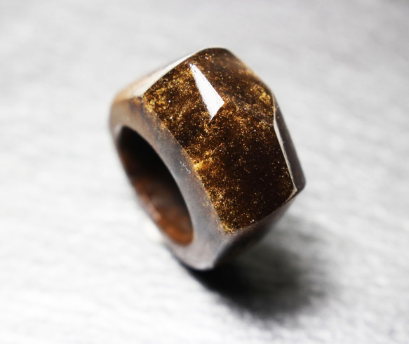 [免費送貨]青銅色的寶石〜木樹脂戒指〜 第3張的照片