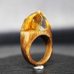 【一点限定40%off 送料無料】Fortune Citrin ～Resin Wood Ring～ 2枚目の画像