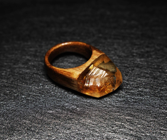 【一点限定40%off 送料無料】Fortune Citrin ～Resin Wood Ring～ 4枚目の画像