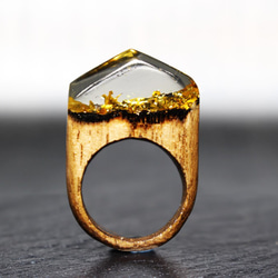 【一点限定30%off 送料無料】Modern Foil/Gold ～Resin Wood Ring～ 1枚目の画像