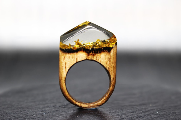 【一点限定30%off 送料無料】Modern Foil/Gold ～Resin Wood Ring～ 1枚目の画像