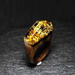 【一点限定30%off 送料無料】Modern Foil/Gold ～Resin Wood Ring～ 2枚目の画像