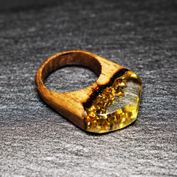 【一点限定30%off 送料無料】Modern Foil/Gold ～Resin Wood Ring～ 3枚目の画像