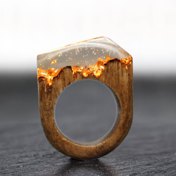 【現品限り20%off 送料無料】Modern Foil/Copper ～Resin Wood Ring～ 1枚目の画像