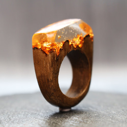 【現品限り20%off 送料無料】Modern Foil/Copper ～Resin Wood Ring～ 2枚目の画像
