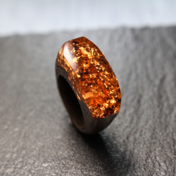 【現品限り20%off 送料無料】Modern Foil/Copper ～Resin Wood Ring～ 3枚目の画像