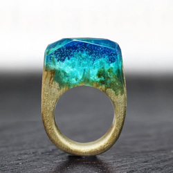 【送料無料】Ocean floor ～Resin Wood Ring～ 1枚目の画像