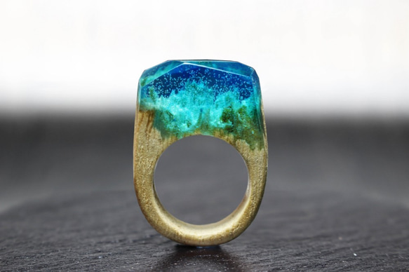 【送料無料】Ocean floor ～Resin Wood Ring～ 1枚目の画像