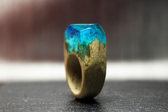 【送料無料】Ocean floor ～Resin Wood Ring～ 2枚目の画像