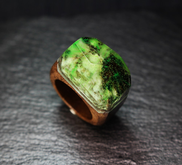 [免運費] Aurora Borealis ～木質樹脂戒指～ 第3張的照片