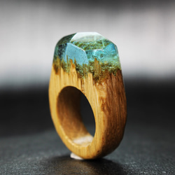 【30%off 現品一点限り 送料無料】Water Wood ～Resin Wood Ring～ 2枚目の画像