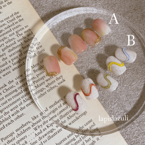 夏ネイルニュアンスデザイン2種⋆*A桃ネイルBうねうね(送料込) ネイル