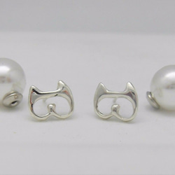 透亮貓咪造型耳環(珍珠耳環托) 第1張的照片
