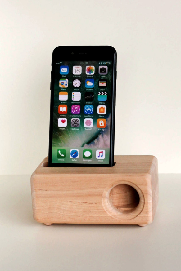 木製iPhone用スピーカーAcoustic iPhoneWoodSpeaker 2枚目の画像