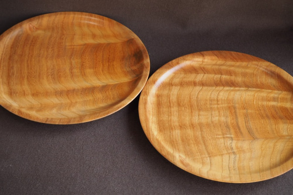 プレミアム木製・パン皿2枚セット（ケヤキの銘木）no.4 1枚目の画像