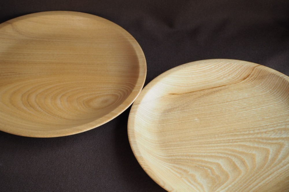 木製・朝のパン皿2枚セット・大きめ（セン）no.9