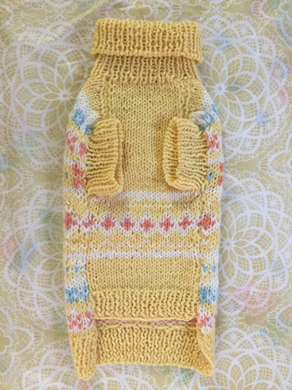 わんわんニット　模様編み　女の子用　Mサイズ 2枚目の画像