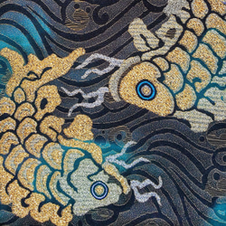 躍動感あふれる鯉の帯クッションカバー 3枚目の画像