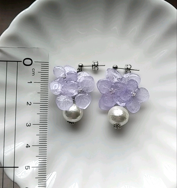 揺れる紫陽花ピアス(イヤリング) 3枚目の画像