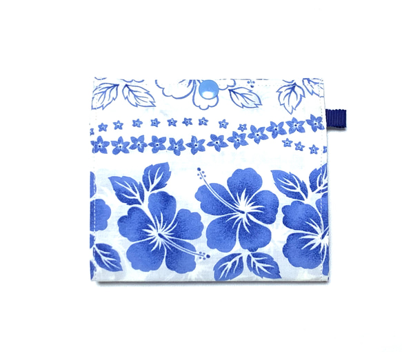 仮置きマスクケース　青い花　ハイビスカス　立体型・長方形型　 1枚目の画像