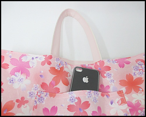桜咲く　ハンドメイドバッグ　ライトピンク 3枚目の画像