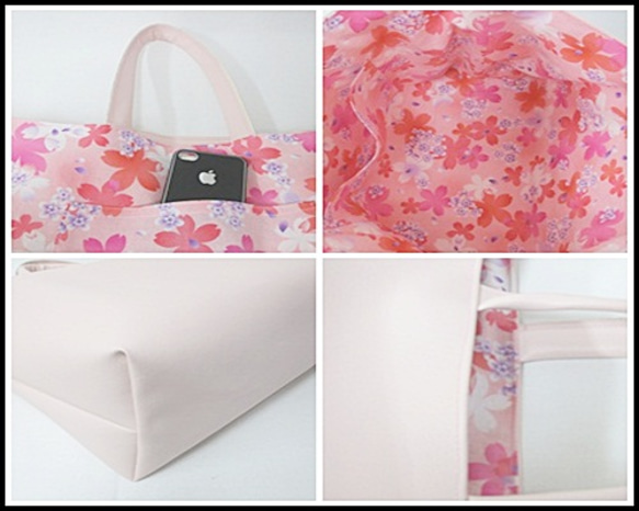 桜咲く　ハンドメイドバッグ　ライトピンク 5枚目の画像