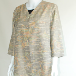 ロングワンピース＆ロングコート(絹大島紬）七分袖 3枚目の画像