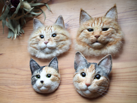 新品】羊毛フェルト 猫 ハンドメイド 白猫 ブルーアイ 青い目 額