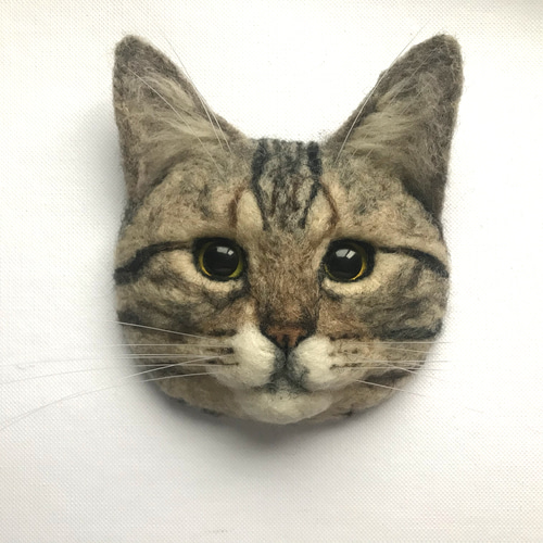 オーダーメイド】かべねこ（ほぼ実物大） 羊毛フェルトでつくる猫