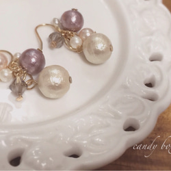 smoky color pearl pierced earring 2枚目の画像