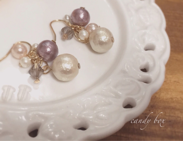 smoky color pearl pierced earring 2枚目の画像