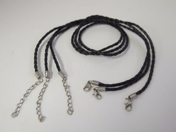 三つ編みネックレス(黒)/チョーカー/お得な3本セット/合革製/ブレスレット/約50cm ap000428 4枚目の画像