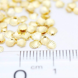 【メタルパーツ/スタッズ/シェル/小(約3.5x3.5mm)約100個】GOLD/アートパーツ/埋込 ap001979 2枚目の画像