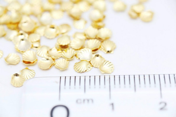 【メタルパーツ/スタッズ/シェル/小(約3.5x3.5mm)約100個】GOLD/アートパーツ/埋込 ap001979 2枚目の画像