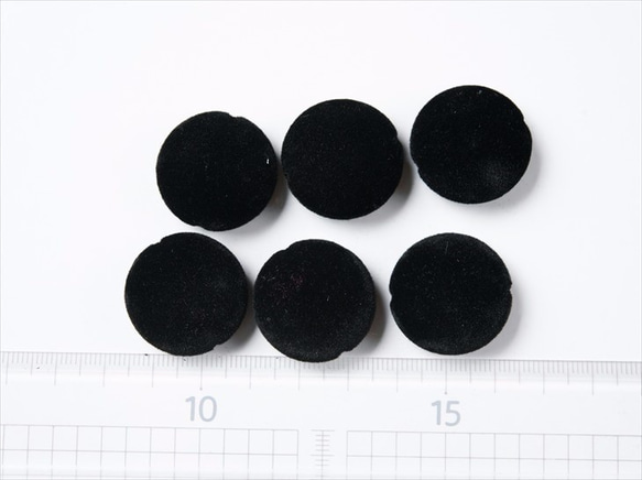 フロッキービーズ 楕円形 ブラック 黒 約24mm 約2.4cm 6個 通し穴 2枚目の画像