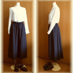 綿麻タックダーツのキュロットスカート　 5枚目の画像