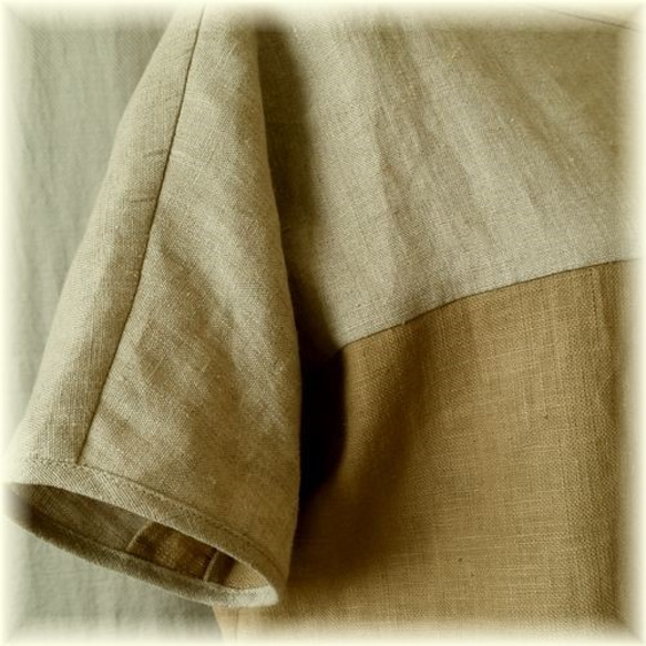 【送料無料】麻・バイカラーのドルマン袖プルオーバー 5枚目の画像