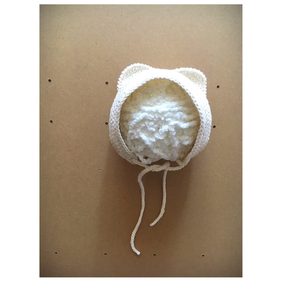 【新品未使用】BABY ねこみみボンネット 黒 オフ白 オーダー可・8color】ネコ耳ボンネット *コットン100% 新生児 1歳 2歳