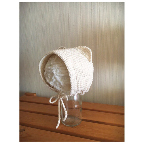 オーダー可・8color】ネコ耳ボンネット *コットン100% 新生児 1歳 2歳