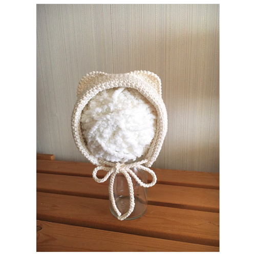 オーダー可・8color】ネコ耳ボンネット *コットン100% 新生児 1歳 2歳